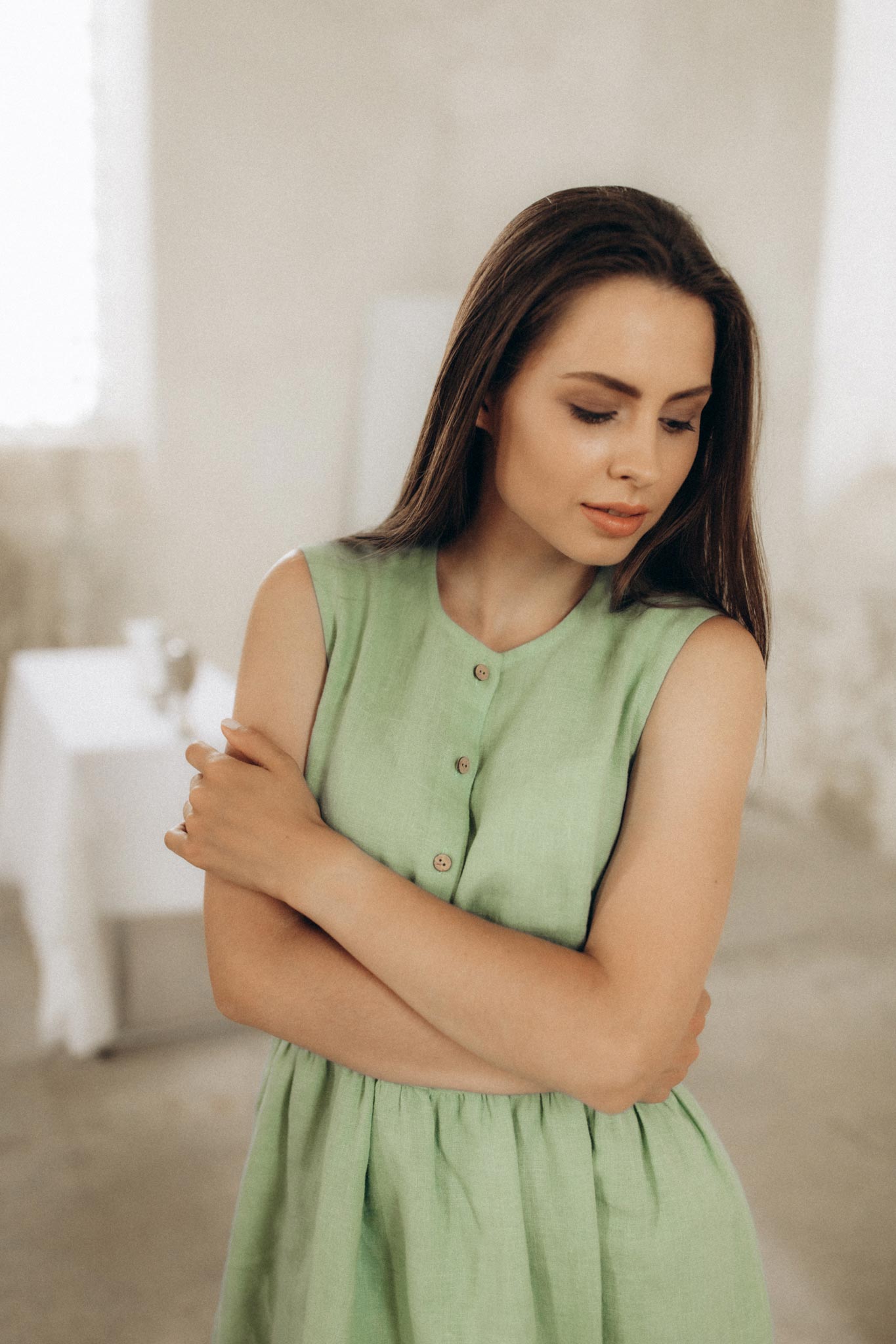 Linen Button Down Dress ARIA