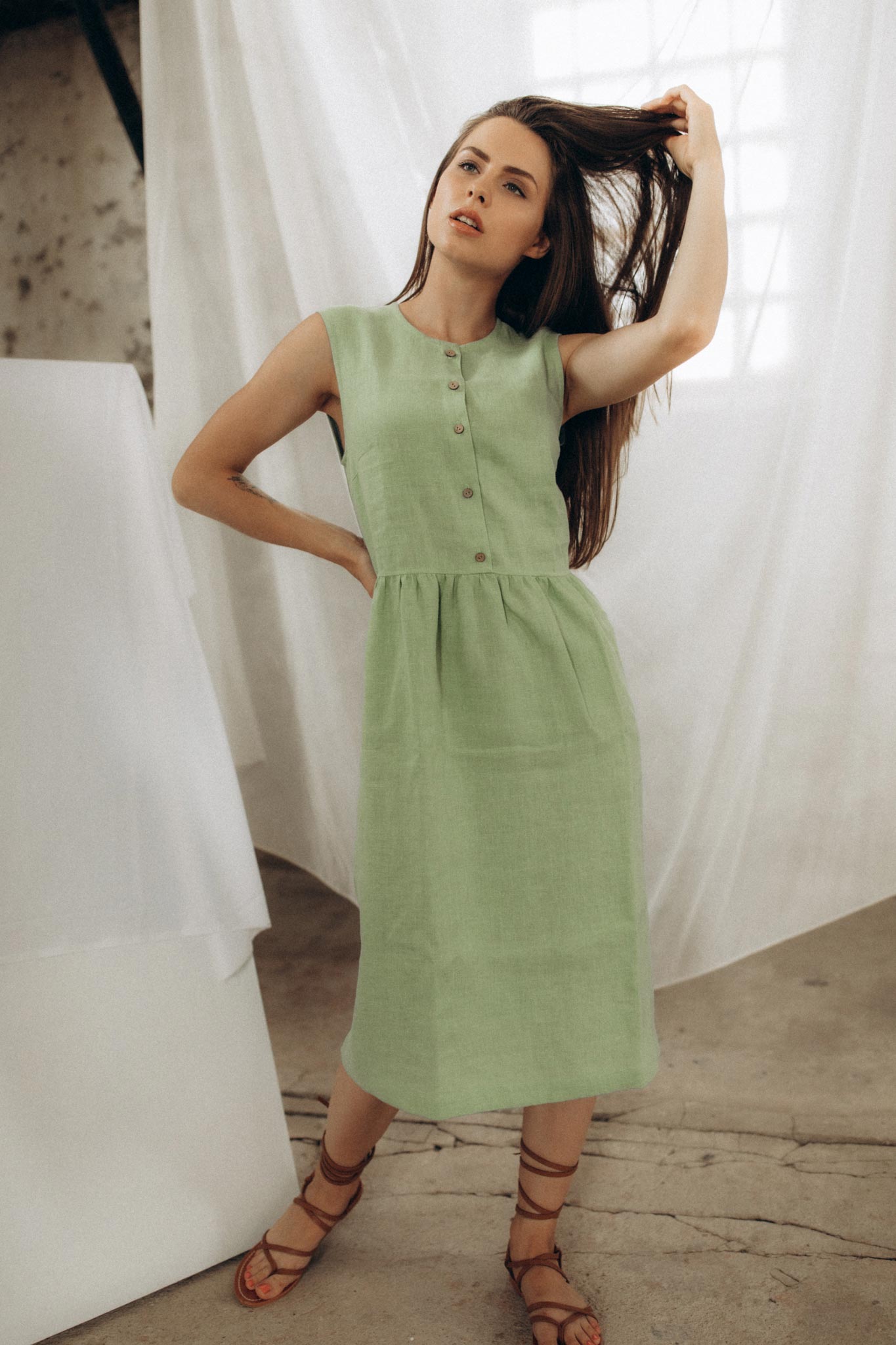 Leinenkleid mit Knopfleiste ARIA