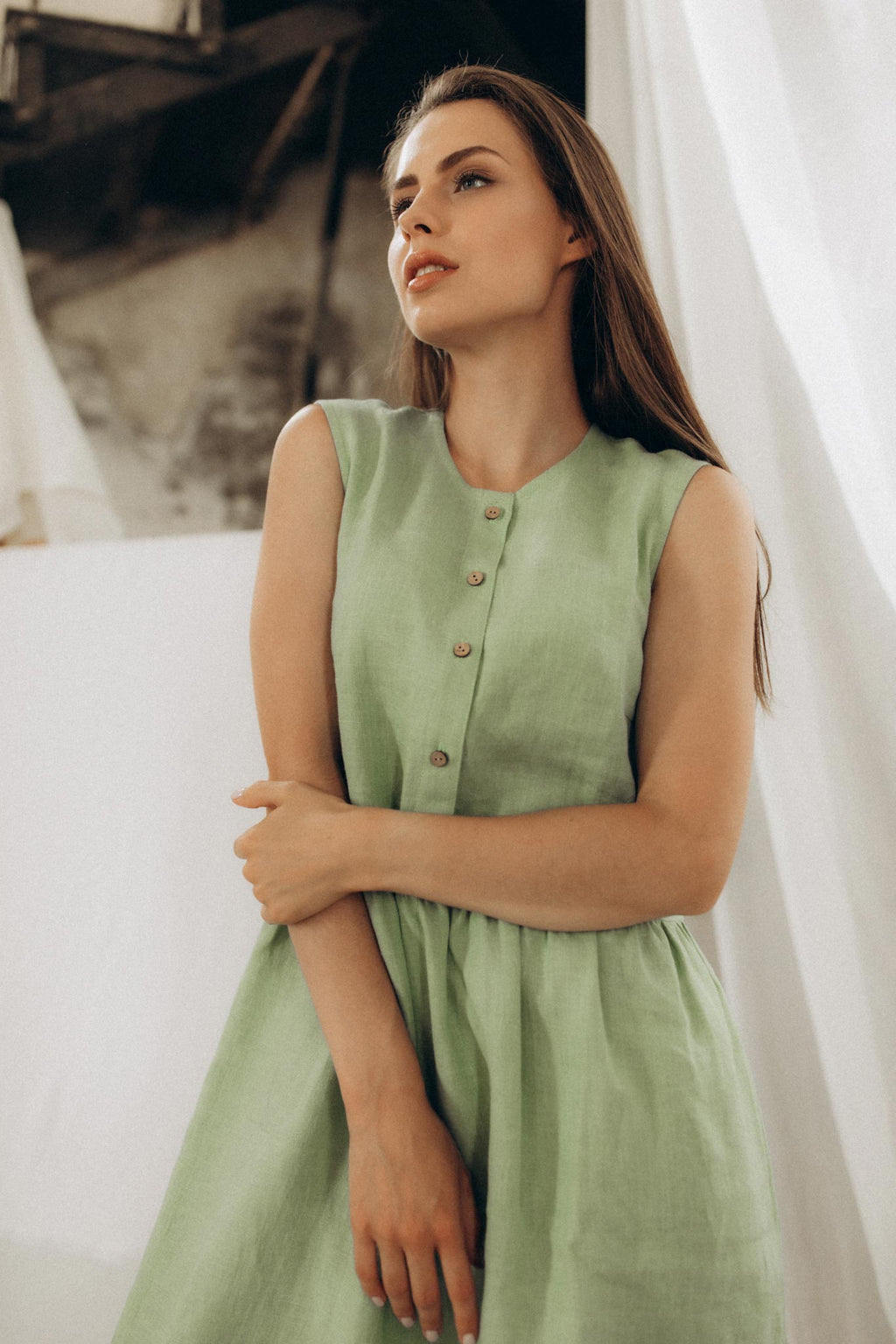 Linen Button Down Dress ARIA