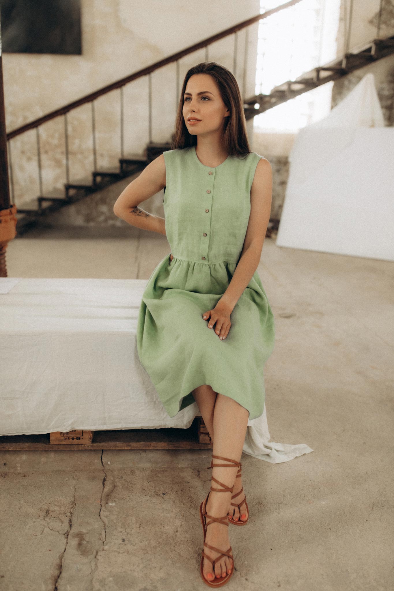 Leinenkleid mit Knopfleiste ARIA