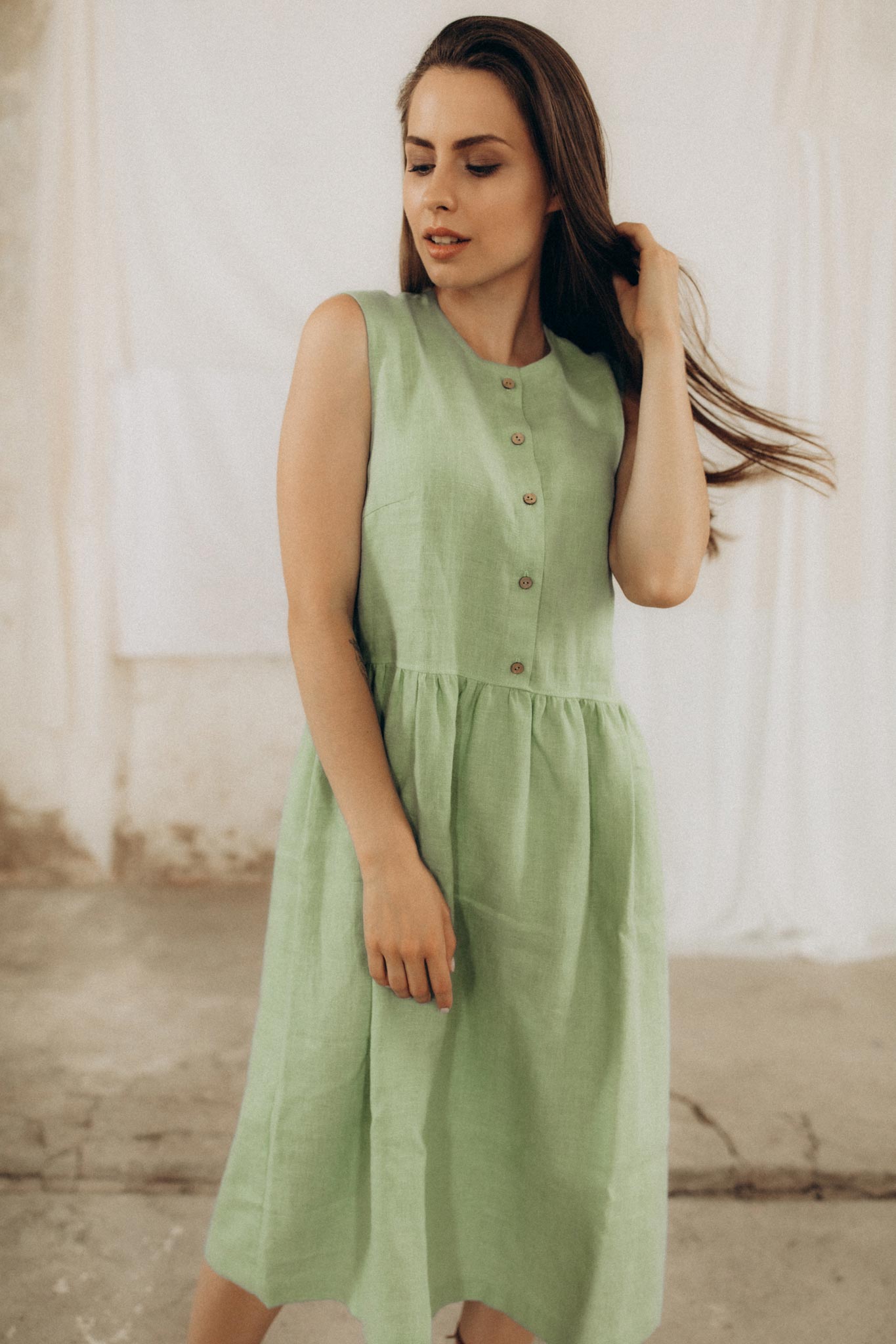 Leinenkleid mit Knopfleiste ARIA