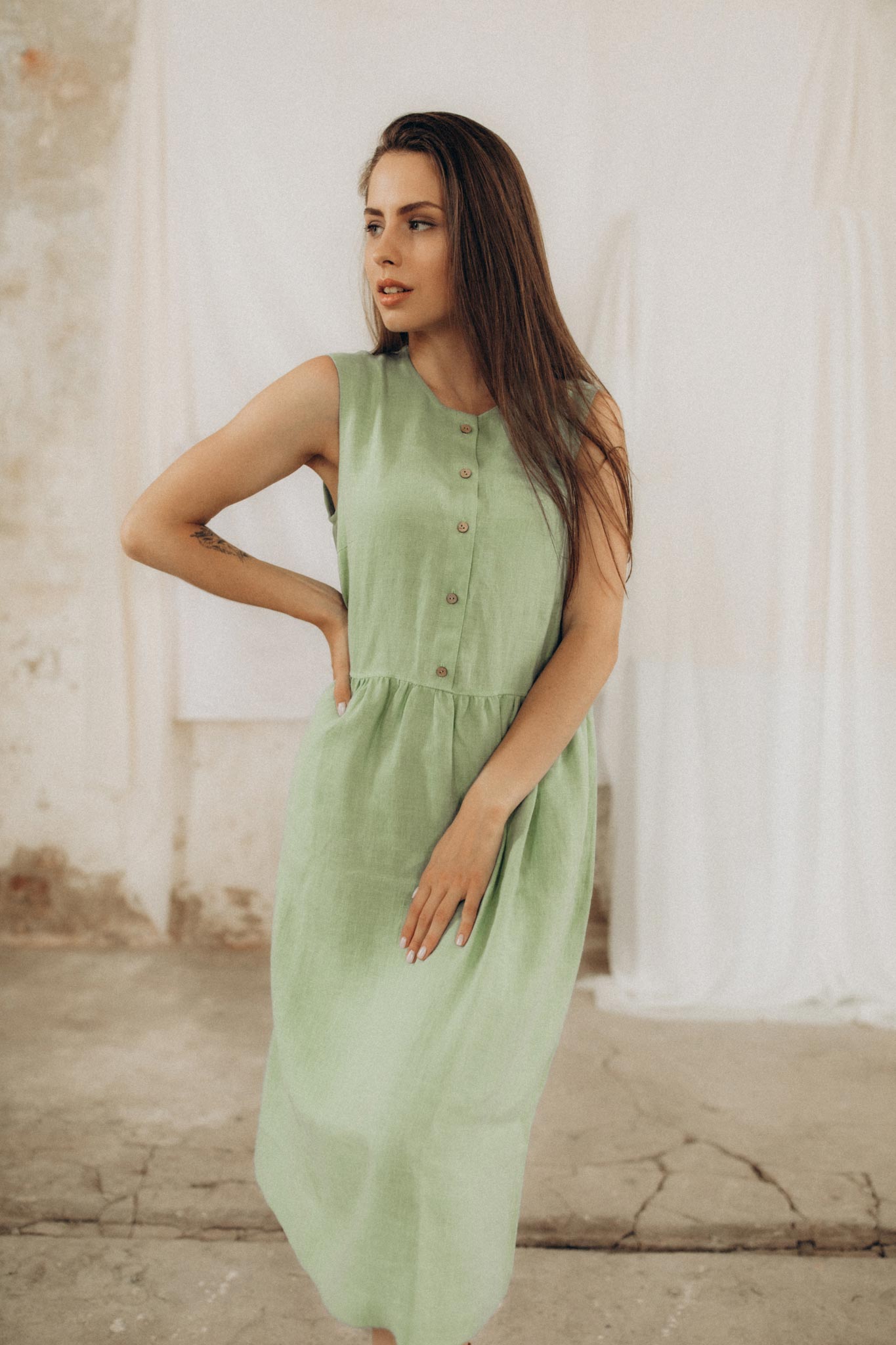 Leinenkleid mit Knopfleiste ARIA