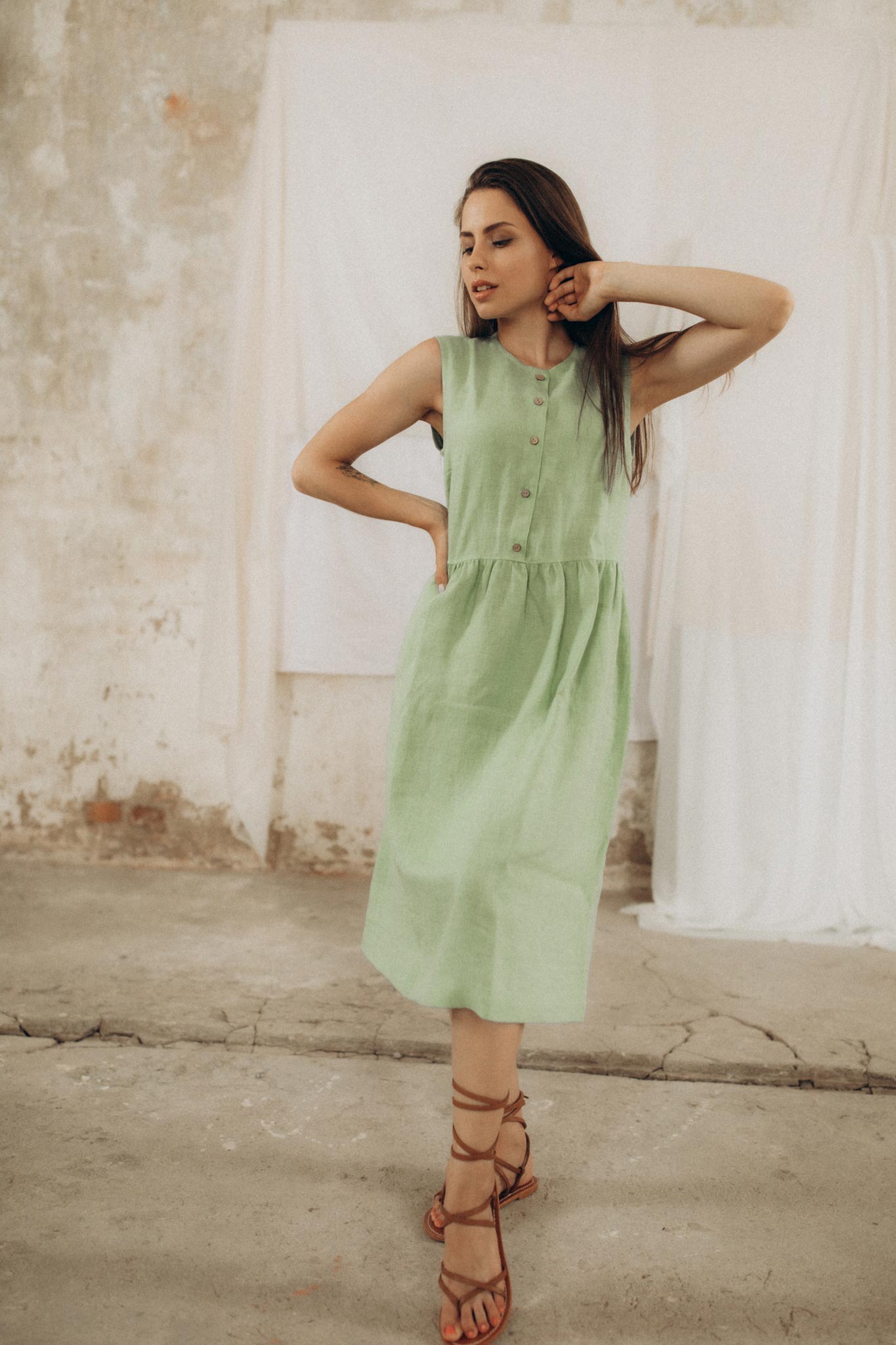 Leinenkleid mit Knopfleiste ARIA