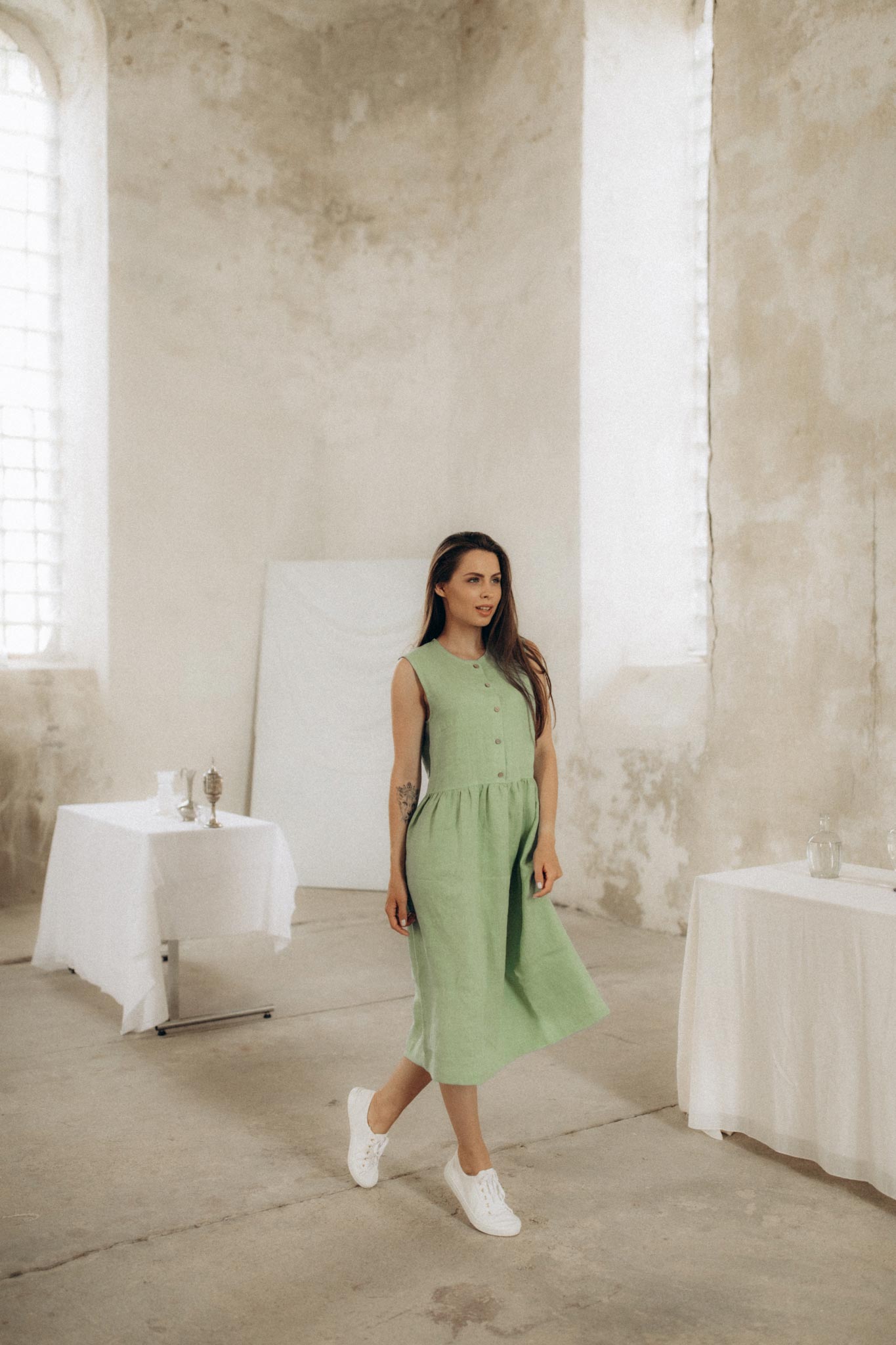 Leinenkleid mit Knopfleiste ARIA